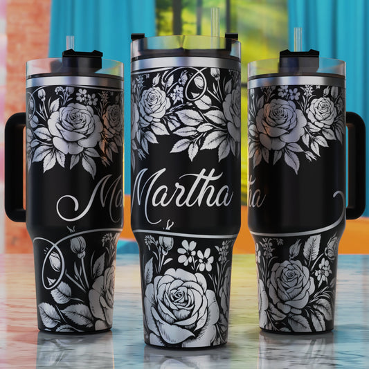 Floral Wedding SVG – 40oz tumbler engraving SVG design, perfect for elegant floral wedding celebrations.