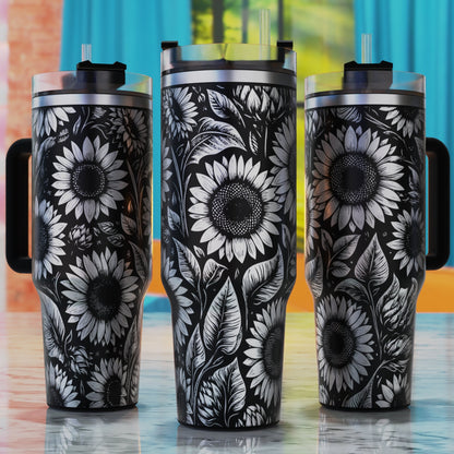 Sunflowers SVG – 40oz tumbler engraving SVG design, perfect for sunflowers and summer floral art.