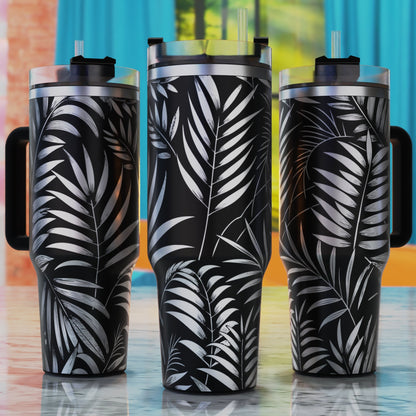Tropical Palm and Fern Leaves SVG – 40oz tumbler engraving SVG design, perfect for tropical palm and fern leaves.