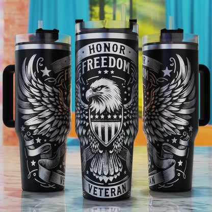 American Eagle 1776 SVG – 40oz tumbler engraving SVG design, perfect for patriotic eagle with honor and freedom theme.