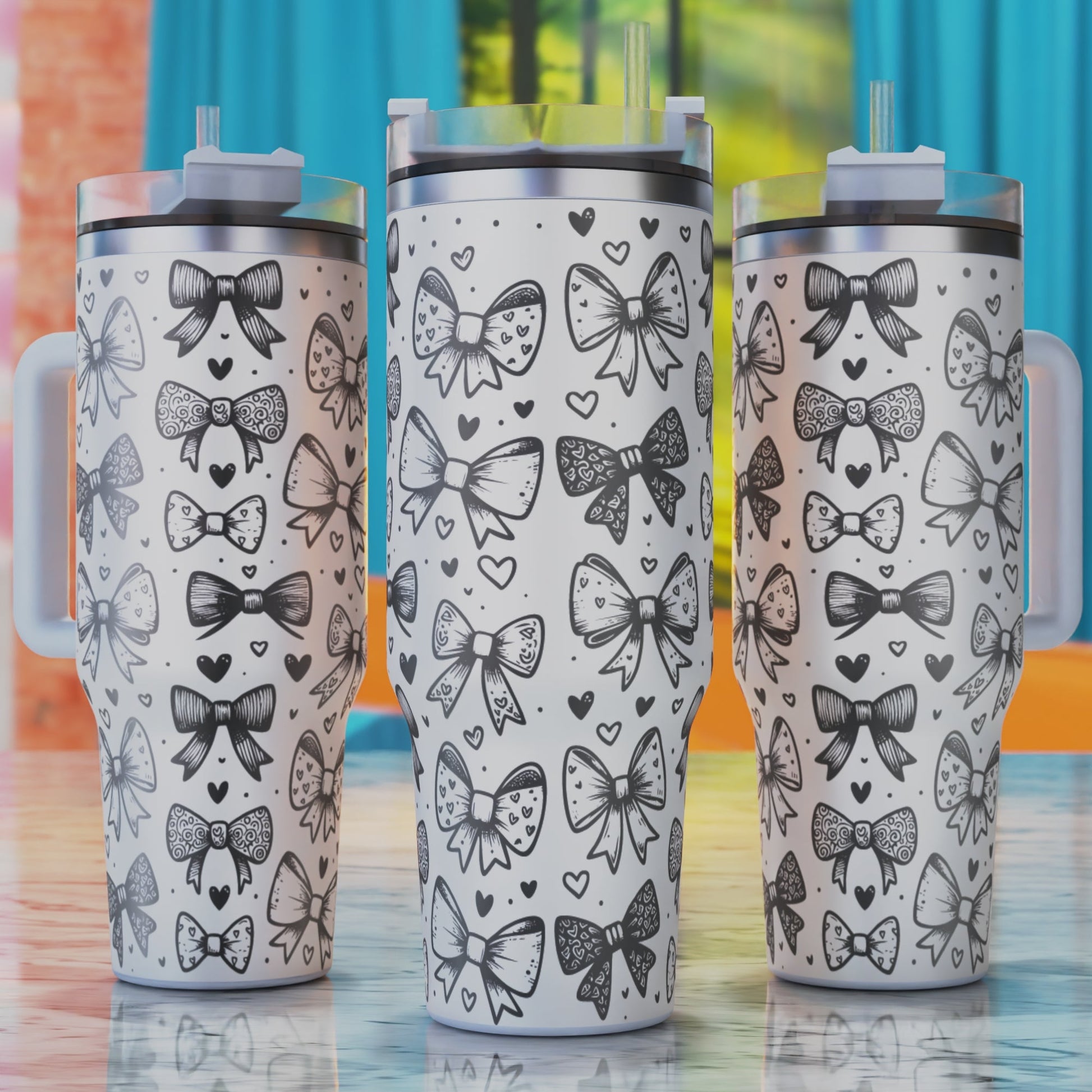 Coquette Ribbon SVG – digital engraving design file for 40oz tumblers, perfect for romantic, girly, and minimalist coquette styles.