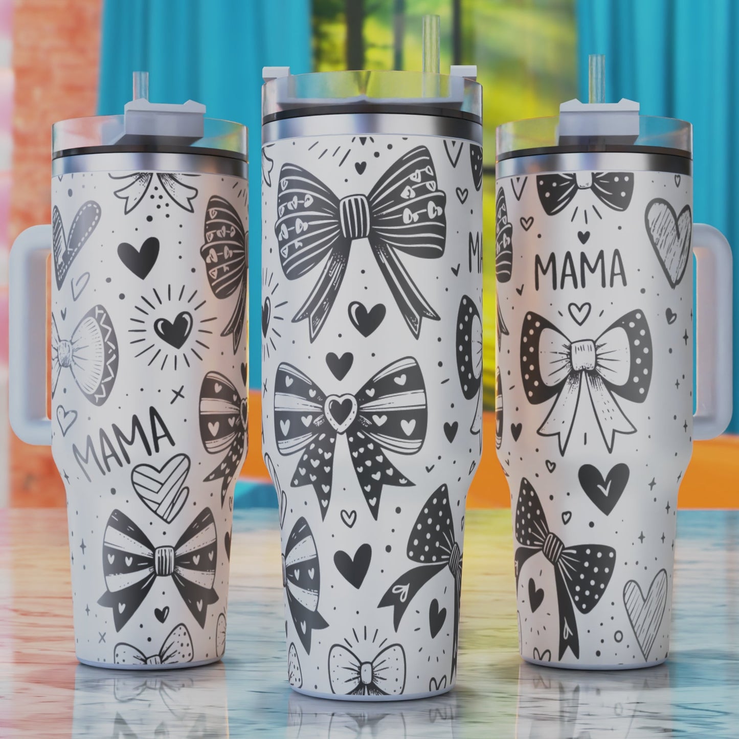 Mama Bows SVG – digital engraving design file for 40oz tumblers, perfect for Mother’s Day and family‑themed designs.