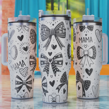Mama Bows SVG – digital engraving design file for 40oz tumblers, perfect for Mother’s Day and family‑themed designs.