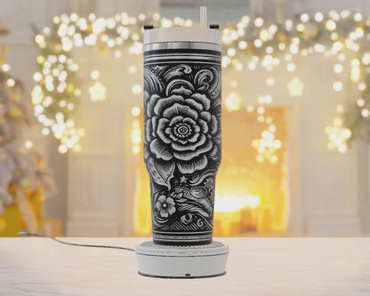 Western Tumbler Wrap, Cowboy Svg Laser Engraving, Tooled Leather Svg, 40oz Tumbler Laser Svg, 40oz Tumbler Wrap Designs