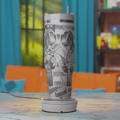 Welding Man with American Flag Background Laser Design for Engraving Projects