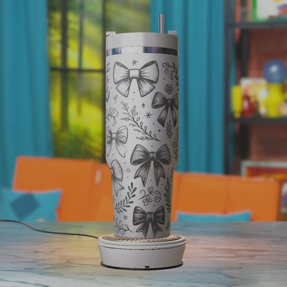 Coquette Bows SVG – Feminine Floral 40oz Tumbler Laser Engraving Design File