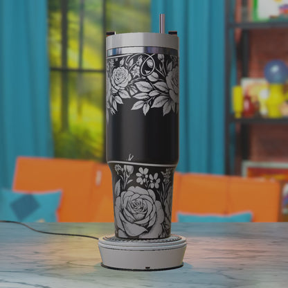 Floral Wedding SVG – Elegant 40oz Tumbler Laser Engraving Design File