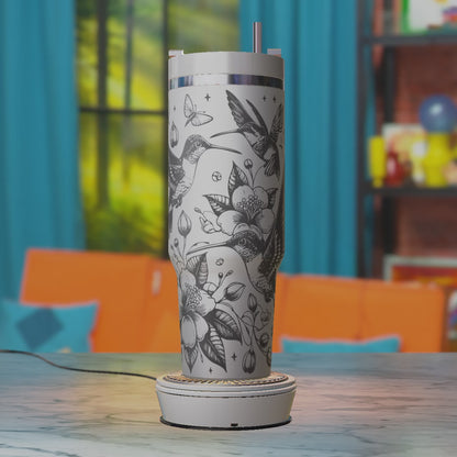 Hummingbird Floral SVG – Botanical Nature 40oz Tumbler Laser Engraving Design File