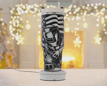 40oz Tumbler Wrap, Welder Svg Laser Engraving, Welder Dad Svg, Welding 40oz Tumbler Laser Svg, Tumbler Wrap Designs