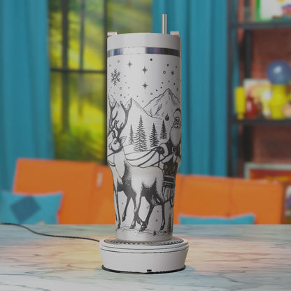 Christmas 40oz Tumbler Laser Engraving Svg Files, Santa Sleigh Tumbler Laser Designs