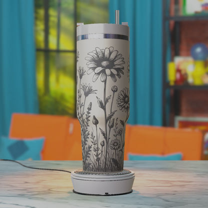 Boho Floral Line Art 40oz Tumbler Laser Engraving Template