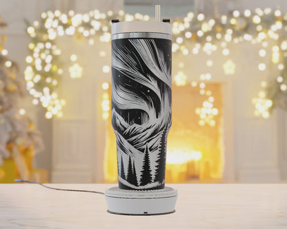 40oz Tumbler Wrap, Northern Lights Svg, Laser Engraving, Mountain Theme Svg, Adventure 40oz Tumbler Laser Svg, Tumbler Wrap Designs