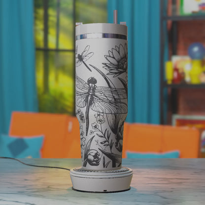 Dragonflies with Daisies SVG – Nature 40oz Tumbler Laser Engraving Design File