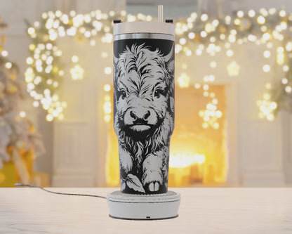 40oz Tumbler Wrap, Baby Highland Cow Laser Engraving, Cow Mama Svg, 40oz Tumbler Laser Svg, Tumbler Wrap Designs