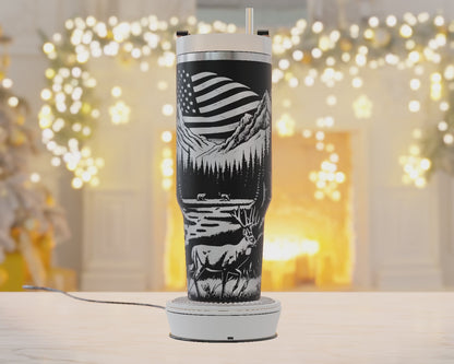 40oz Tumbler Wrap, Buck Hunting Svg Laser Engraved, Hunting Svg, 40oz Tumbler Laser Svg, Tumbler Wrap Designs