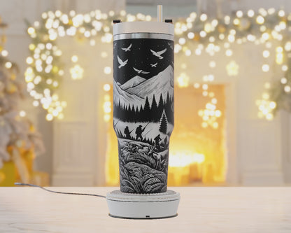 40oz Tumbler Wrap, Buck Hunting Svg Laser Engraved, Hunting Svg, 40oz Tumbler Laser Svg, Tumbler Wrap Designs, Hunting Dad Svg