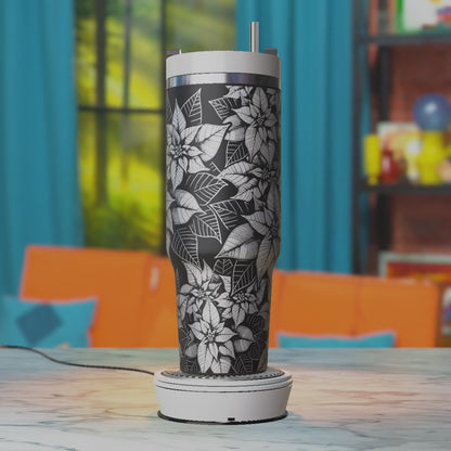 Poinsettia Flowers Laser Svg, Christmas 40oz Tumbler Laser Engraving Tumbler Svg, 40 oz Tumbler Wrap, Xtool Laser Designs, Glowforge Designs