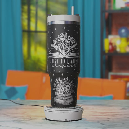 Just One More Chapter SVG for 40oz Tumbler – Floral Book Laser Engraving Design