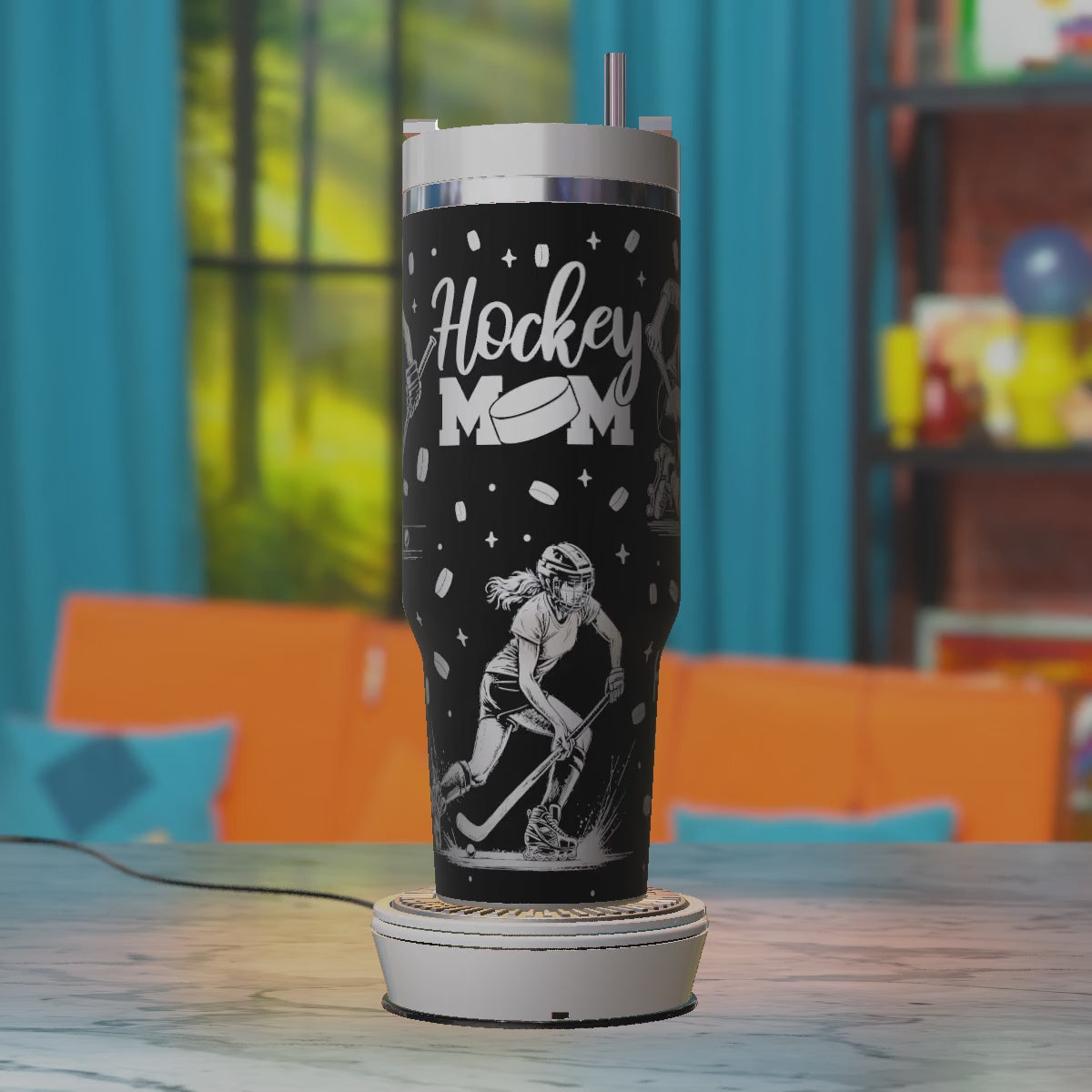 Hockey Mom SVG – digital engraving design file for 40oz tumblers, perfect for sports moms and athletic‑themed designs.