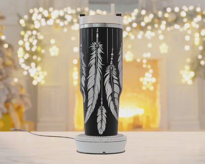 40oz Tumbler Wrap, Boho Feather Svg Laser Engraved, Dream Catchers Svg, 40oz Tumbler Laser Svg, Tumbler Wrap Designs