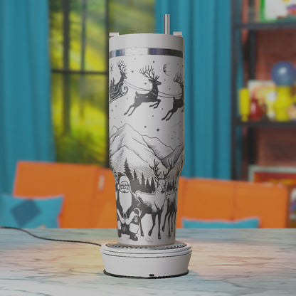 Santa Sleigh 40oz Tumbler Laser Engraving Svg Files, Christmas Tumbler Laser Designs