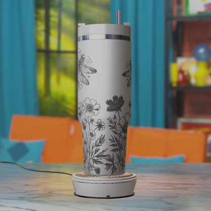 Dragonflies Wildflower Meadow SVG – Floral 40oz Tumbler Laser Engraving Design File