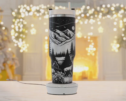 Deer Hunting 40oz Tumbler Wrap, Buck Hunting Svg Laser Engraved, Hunting Svg, 40oz Tumbler Laser Svg, Tumbler Wrap Designs, Hunting Dad Svg