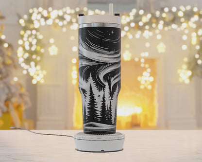 40oz Tumbler Wrap, Northern Lights Svg, Laser Engraving, Mountain Theme Svg, Adventure 40oz Tumbler Laser Svg, Tumbler Wrap Designs