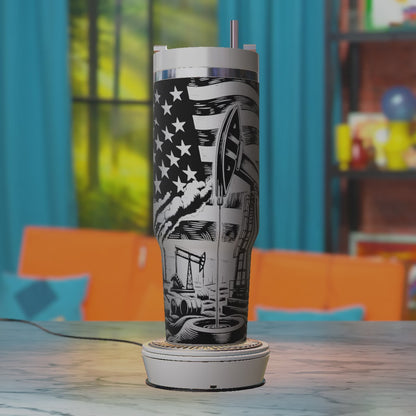 Oil Pump Jack SVG – American Pride 40oz Tumbler Laser Engraving Design File